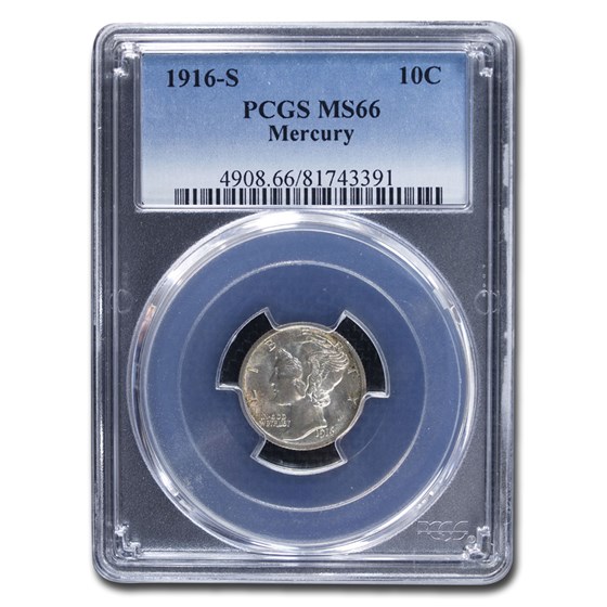 1916-S Mercury Dime MS-66 PCGS 1916-S Mercury Dime MS-66 PCGS